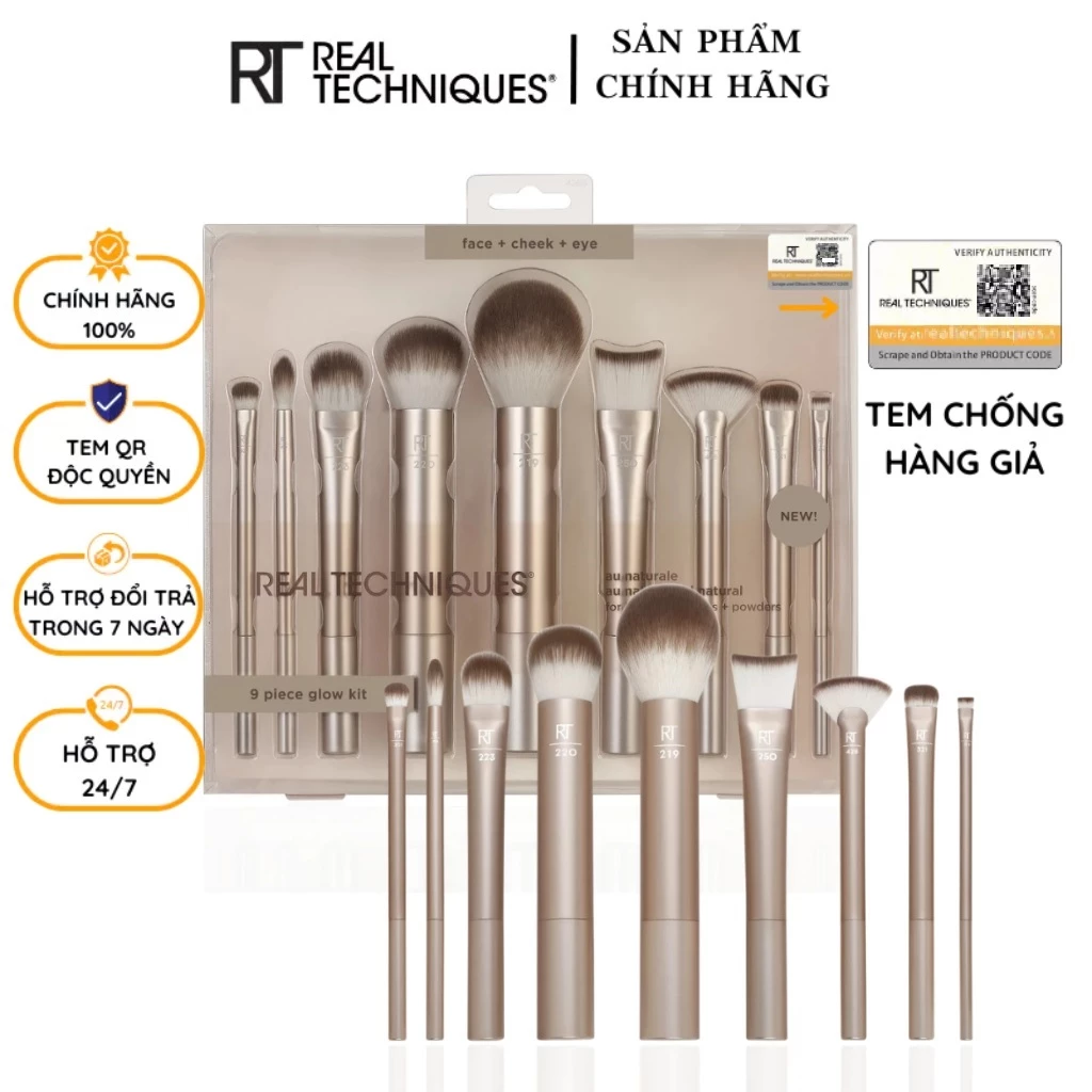 Bộ Cọ Trang Điểm RT Real Techniques Au Naturale Brush Kit 9 Piece Set 4266
