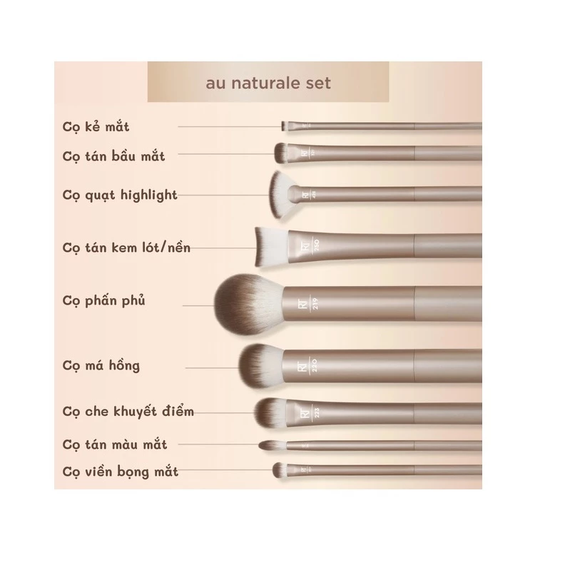 Bộ Cọ Trang Điểm RT Real Techniques Au Naturale Brush Kit 9 Piece Set 4266
