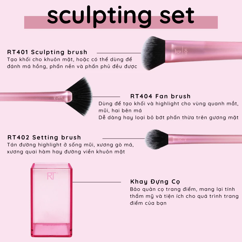 Bộ Cọ Tạo Khối Và Highlight RT Real Techniques Cruelty Free Sculpting Set 91561