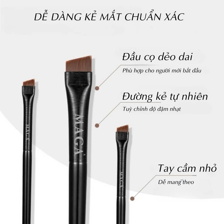 Cọ Makeup Tém Mày Kẻ Liner Phẩy Sợi Siêu Mảnh MAGA Fine Angled Eyeliner Brush MA003