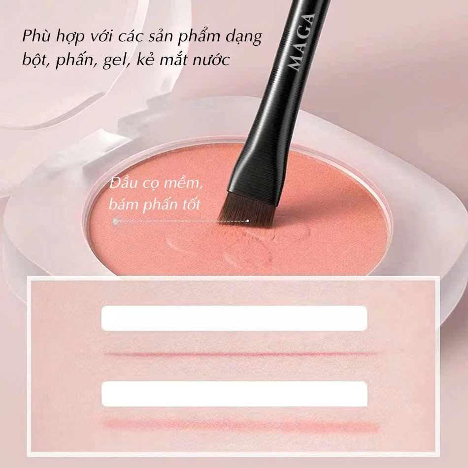Cọ Makeup Tém Mày Kẻ Liner Phẩy Sợi Siêu Mảnh MAGA Fine Angled Eyeliner Brush MA003