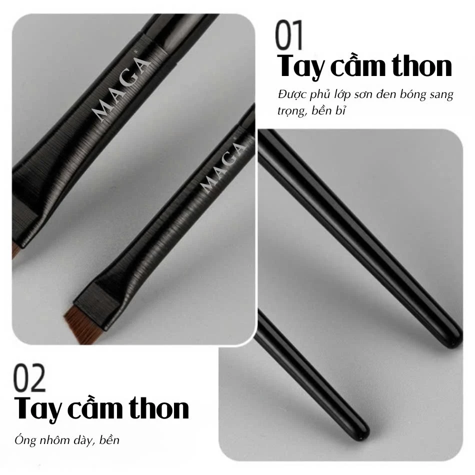 Cọ Makeup Tém Mày Kẻ Liner Phẩy Sợi Siêu Mảnh MAGA Fine Angled Eyeliner Brush MA003