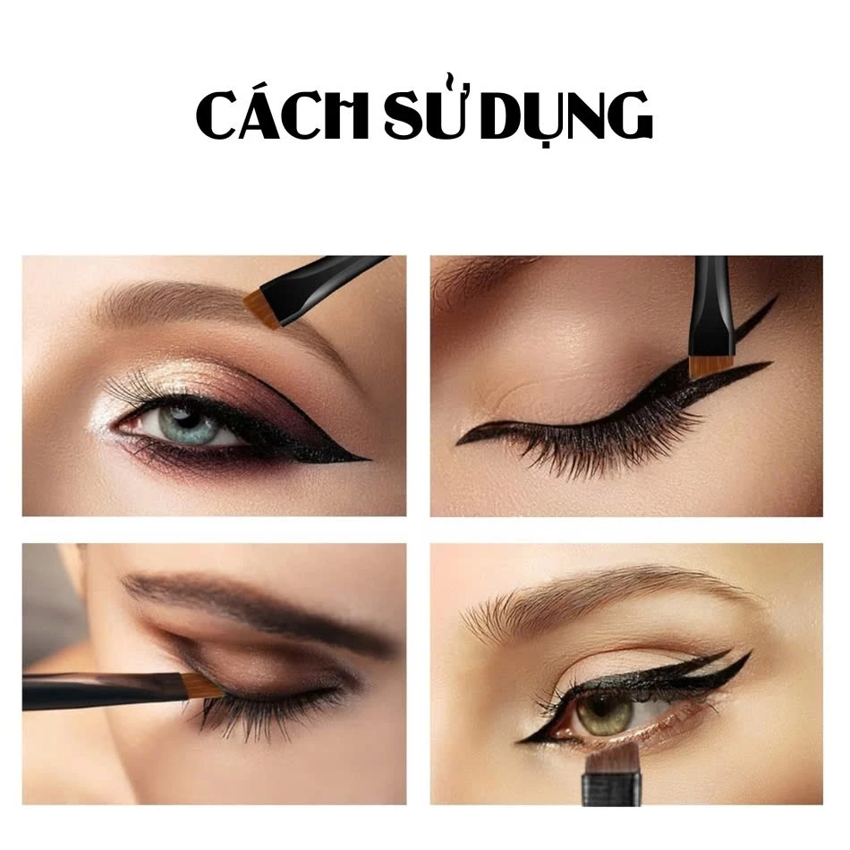 Cọ Makeup Tém Mày Kẻ Liner Phẩy Sợi Siêu Mảnh MAGA Fine Angled Eyeliner Brush MA003
