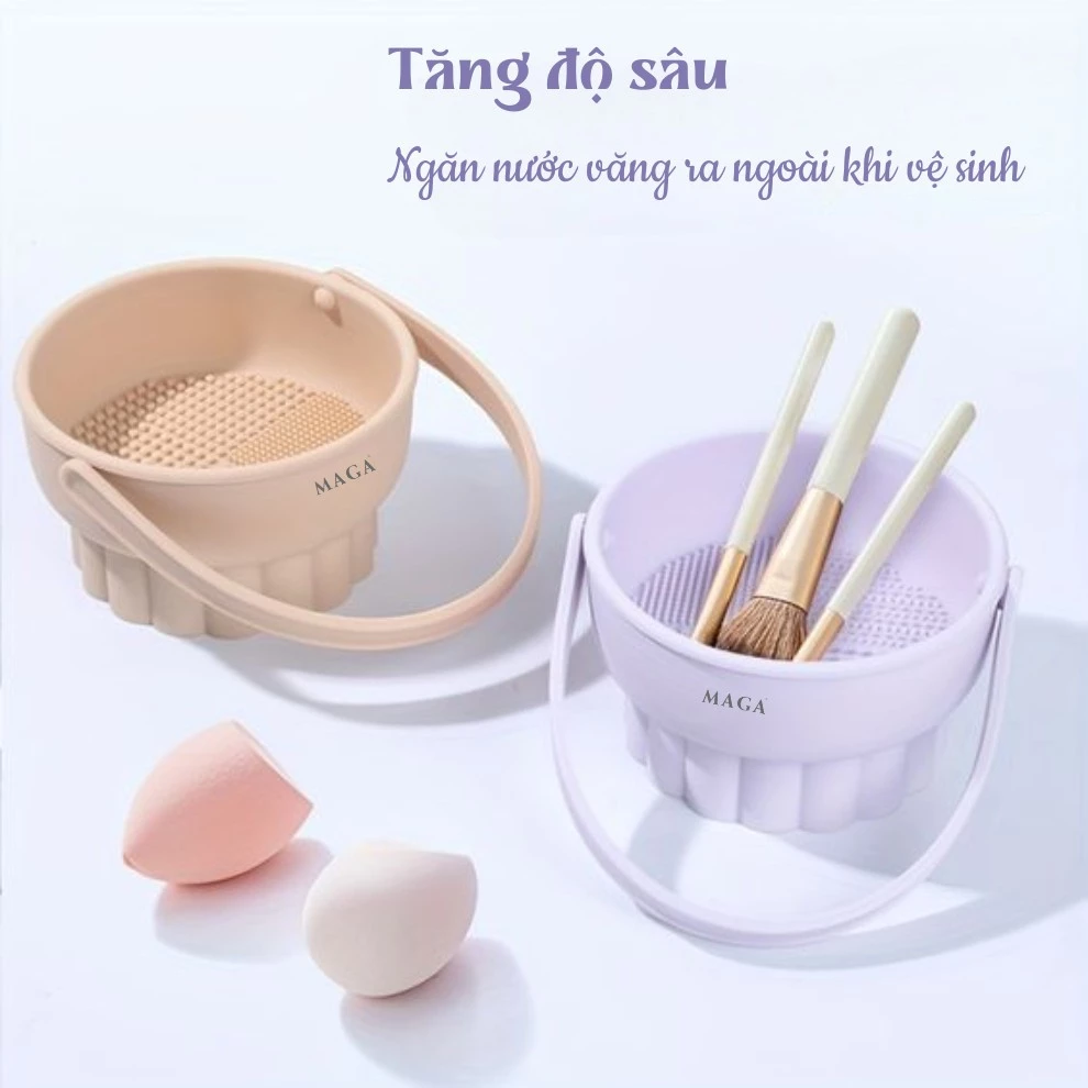 Bộ Dụng Cụ Vệ Sinh Cọ Trang Điểm Và Giặt Mút Trang Điểm Cao Cấp MAGA 3 in 1 Makeup Brush Cleaner Mat MA113