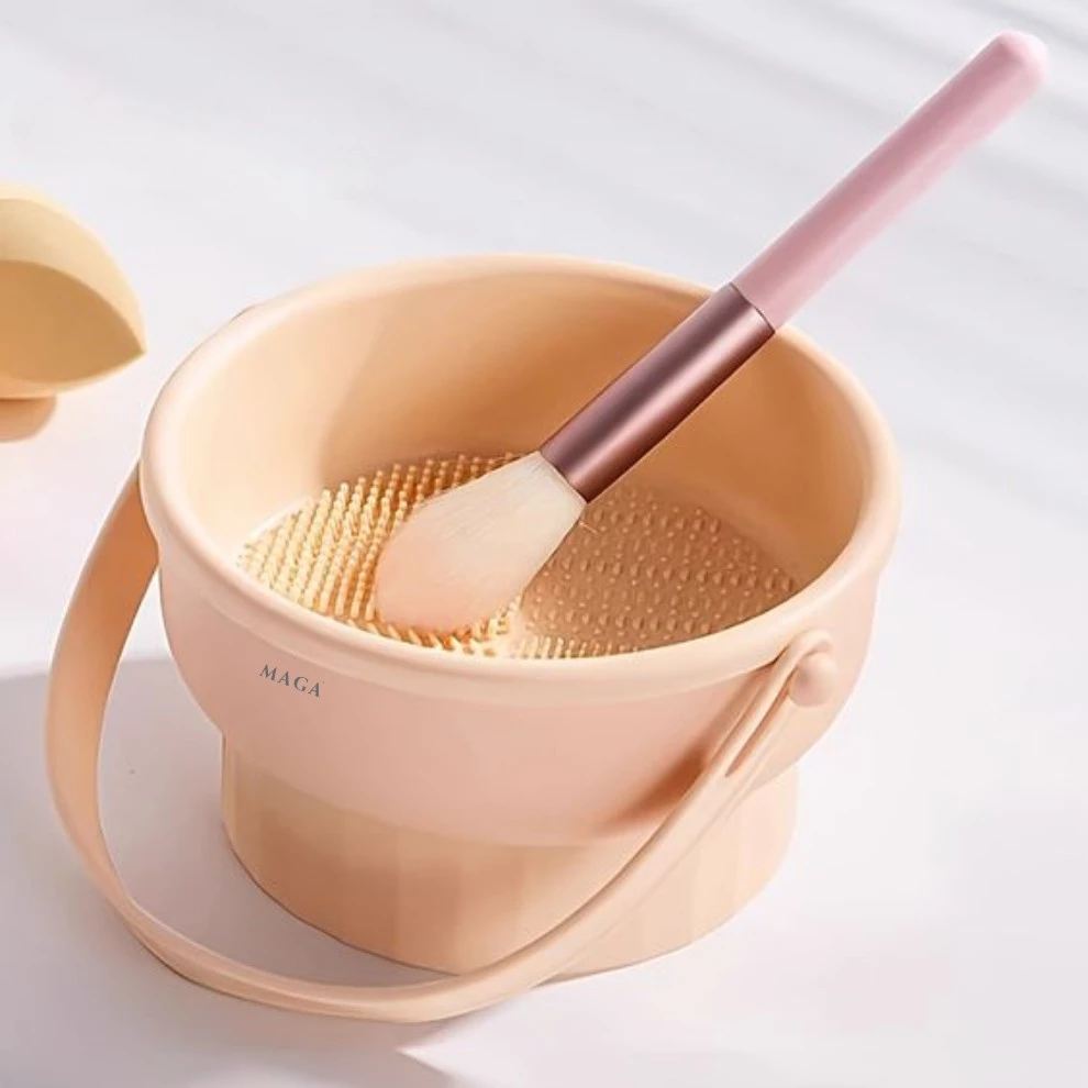 Bộ Dụng Cụ Vệ Sinh Cọ Trang Điểm Và Giặt Mút Trang Điểm Cao Cấp MAGA 3 in 1 Makeup Brush Cleaner Mat MA113