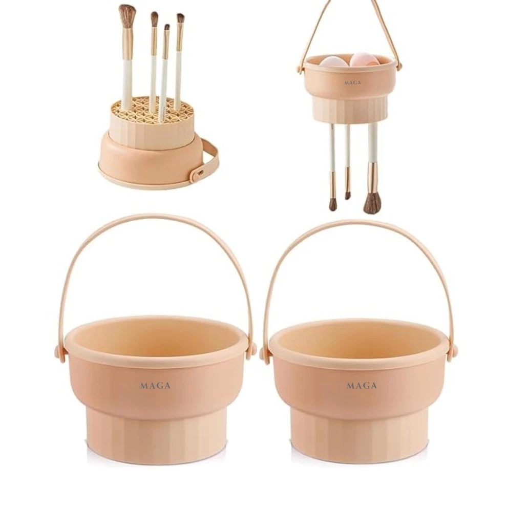 Bộ Dụng Cụ Vệ Sinh Cọ Trang Điểm Và Giặt Mút Trang Điểm Cao Cấp MAGA 3 in 1 Makeup Brush Cleaner Mat MA113