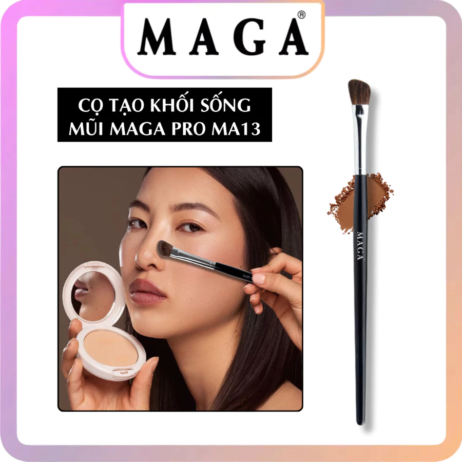 Cọ Tạo Khối Mũi Đầu Xéo MAGA Pro Pink Angled Shadow Brush MA13 – Lông Mềm
