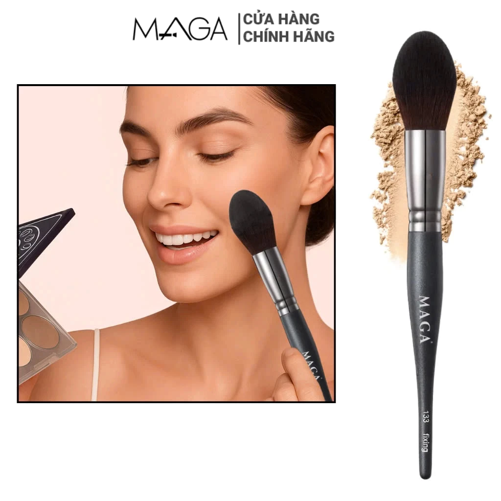 Cọ đánh phấn nén má hồng MAGA Powder and blush MA133 lông mềm bám phấn tốt