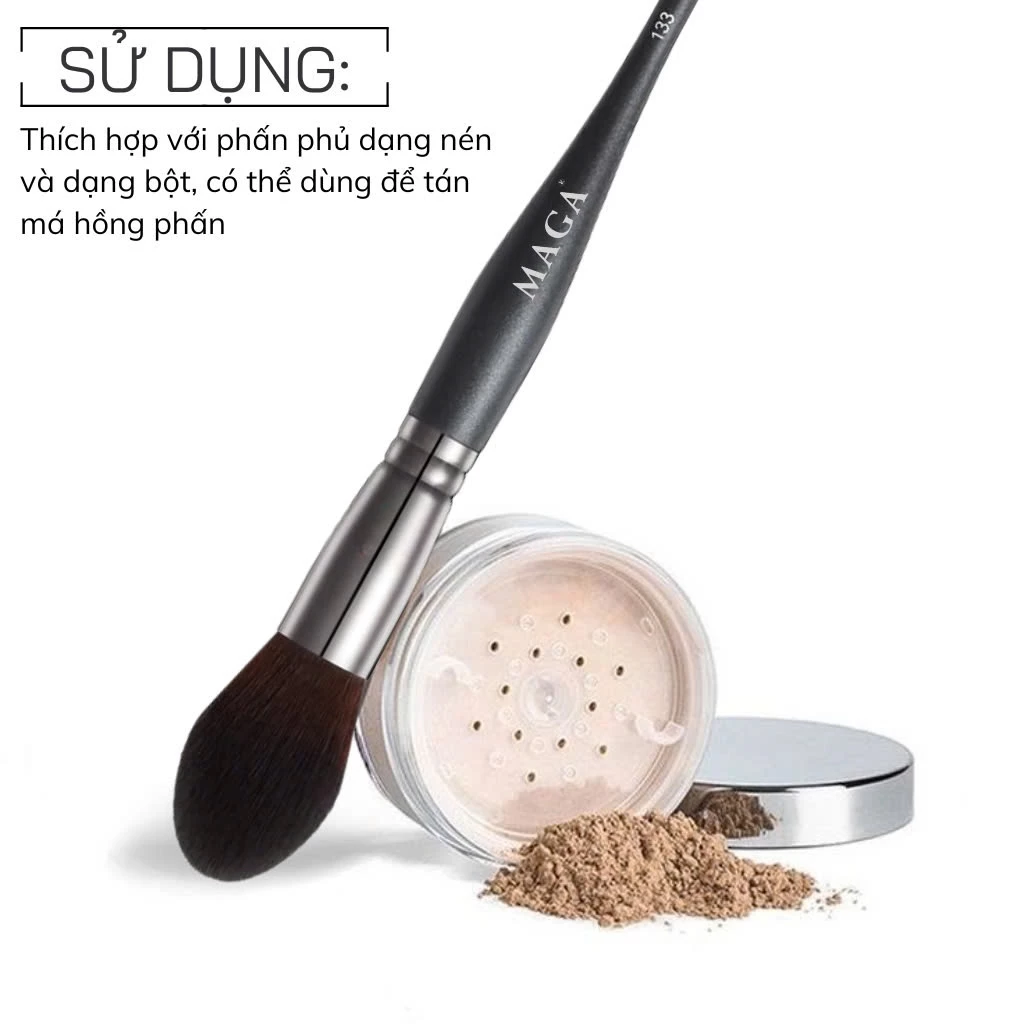 Cọ đánh phấn nén má hồng MAGA Powder and blush MA133 lông mềm bám phấn tốt