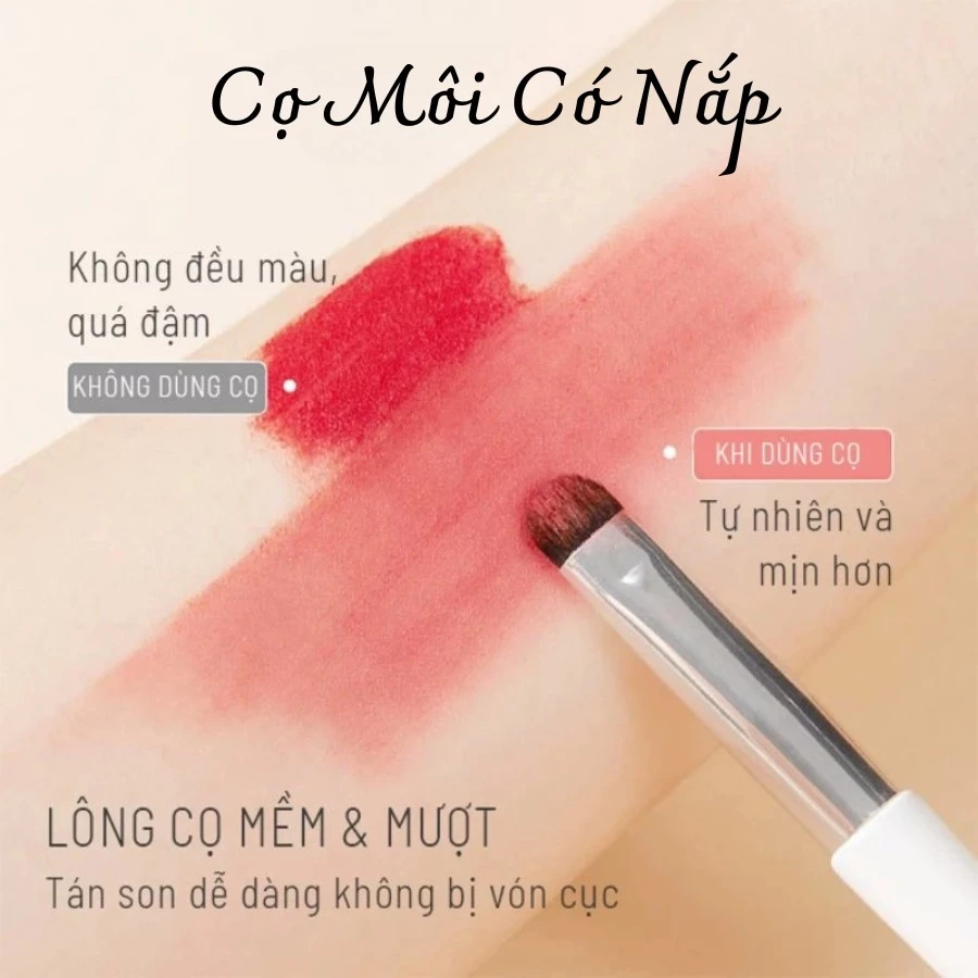 Cọ môi có nắp MAGA LID Lip Brush siêu xịn,Cọ tán son môi đánh son tán mịn màu trắng MA17