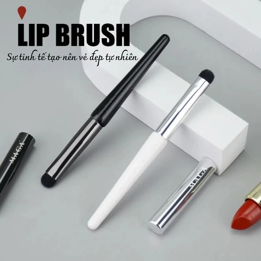 Cọ môi có nắp MAGA LID Lip Brush siêu xịn,Cọ tán son môi đánh son tán mịn màu trắng MA17
