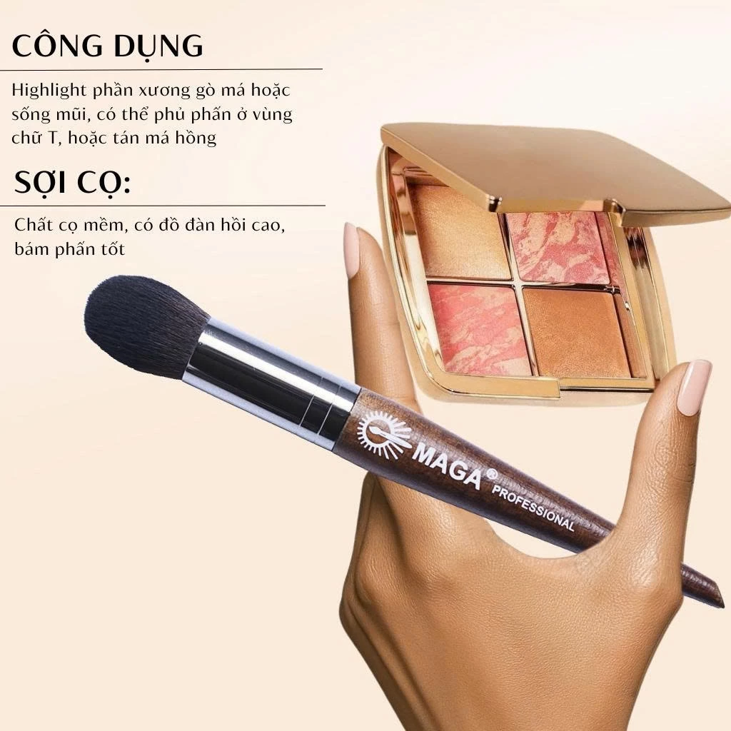 Cọ Tán Má Hồng Kem Highlight MAGA Hightlight Brush Cao Cấp 22 (Mã MA28)