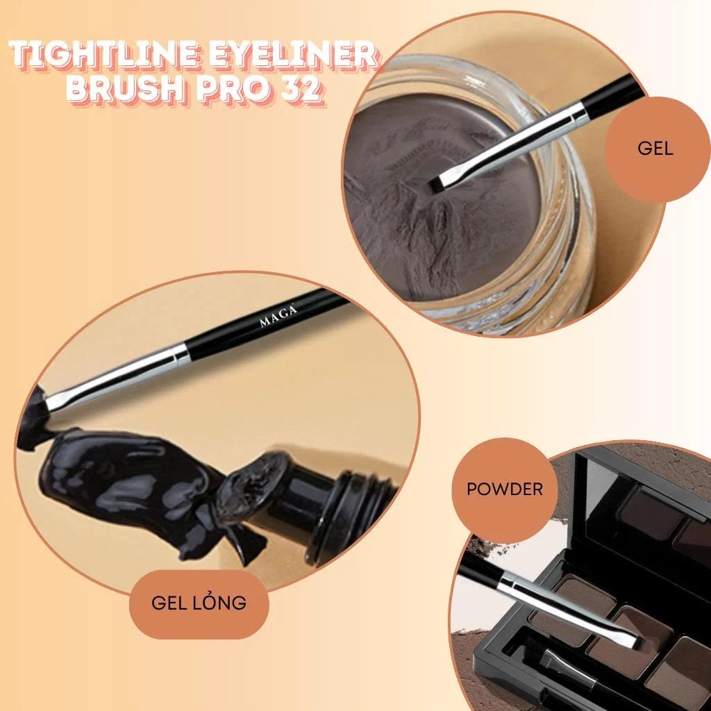 Cọ Trang Điểm Vẽ Bọng Mắt Vẽ Eye Liner MAGA Pro 32 Tightline Eyeliner Brush MA32