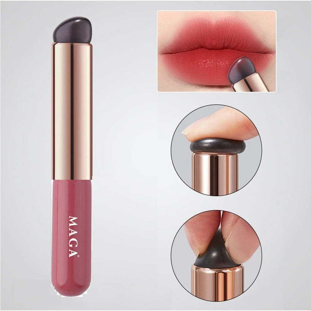 Cọ Tán Son Môi Có Nắp Silicone Dưỡng Xăm Môi Che Khuyết Điểm MAGA Silicone Lip Brush MA36 (Hồng)