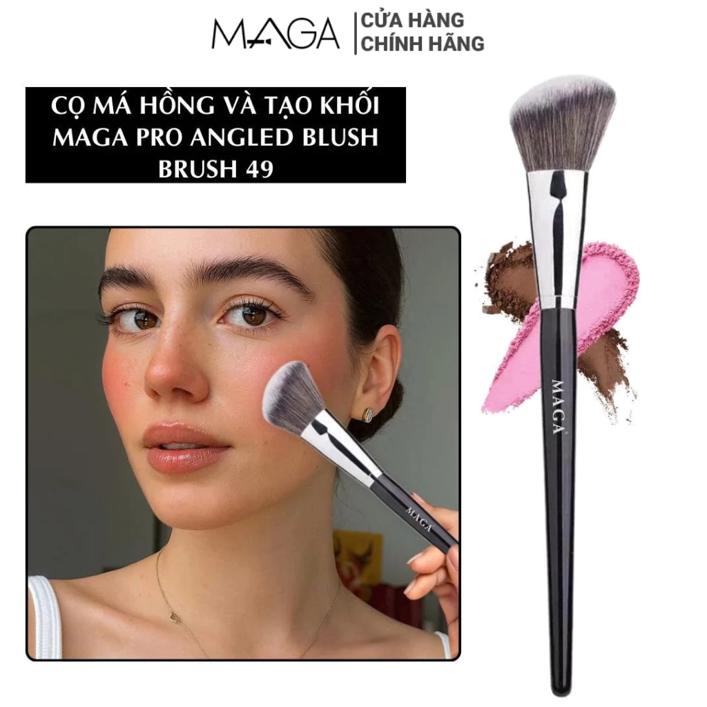 Cọ Má Hồng Và Tạo Khối Đầu Xéo MAGA Angled Contour Brush MA49