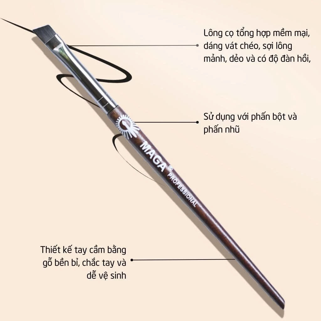 Cọ trang điểm kẻ liner tán chân mày cao cấp 28 MAGA Eye Brow Mini mã loại MA56