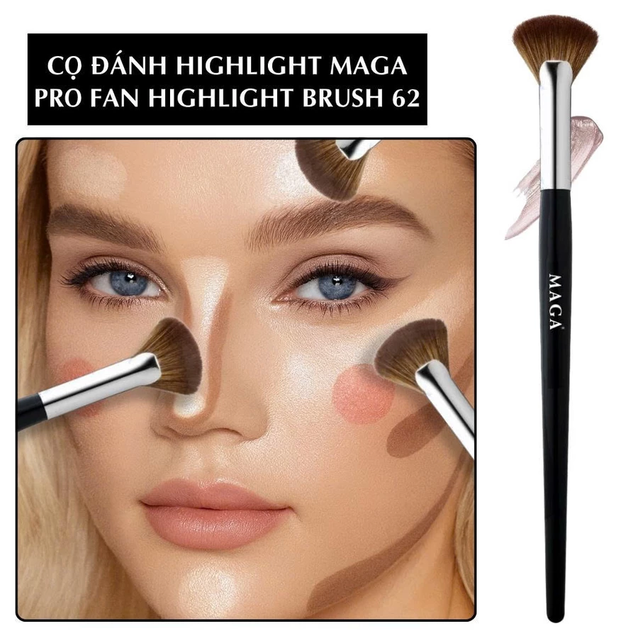 Cọ quạt tán highlight khối mũi cho chuyên nghiệp MAGA Fan Shaped Nose Contour MA62