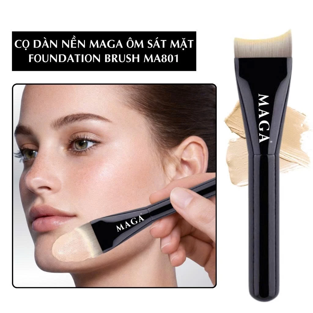 Cọ Dẹt Dàn Nền Đánh Lót Đánh Kem Nền Dạng Lỏng Siêu Bóng Da Và Mỏng Nhẹ MAGA Foundation Brush MA801