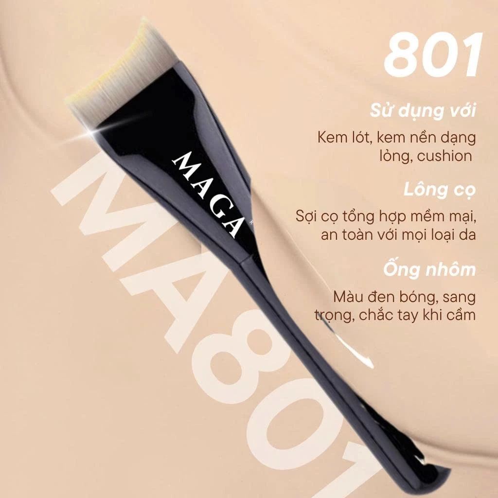 Cọ Dẹt Dàn Nền Đánh Lót Đánh Kem Nền Dạng Lỏng Siêu Bóng Da Và Mỏng Nhẹ MAGA Foundation Brush MA801