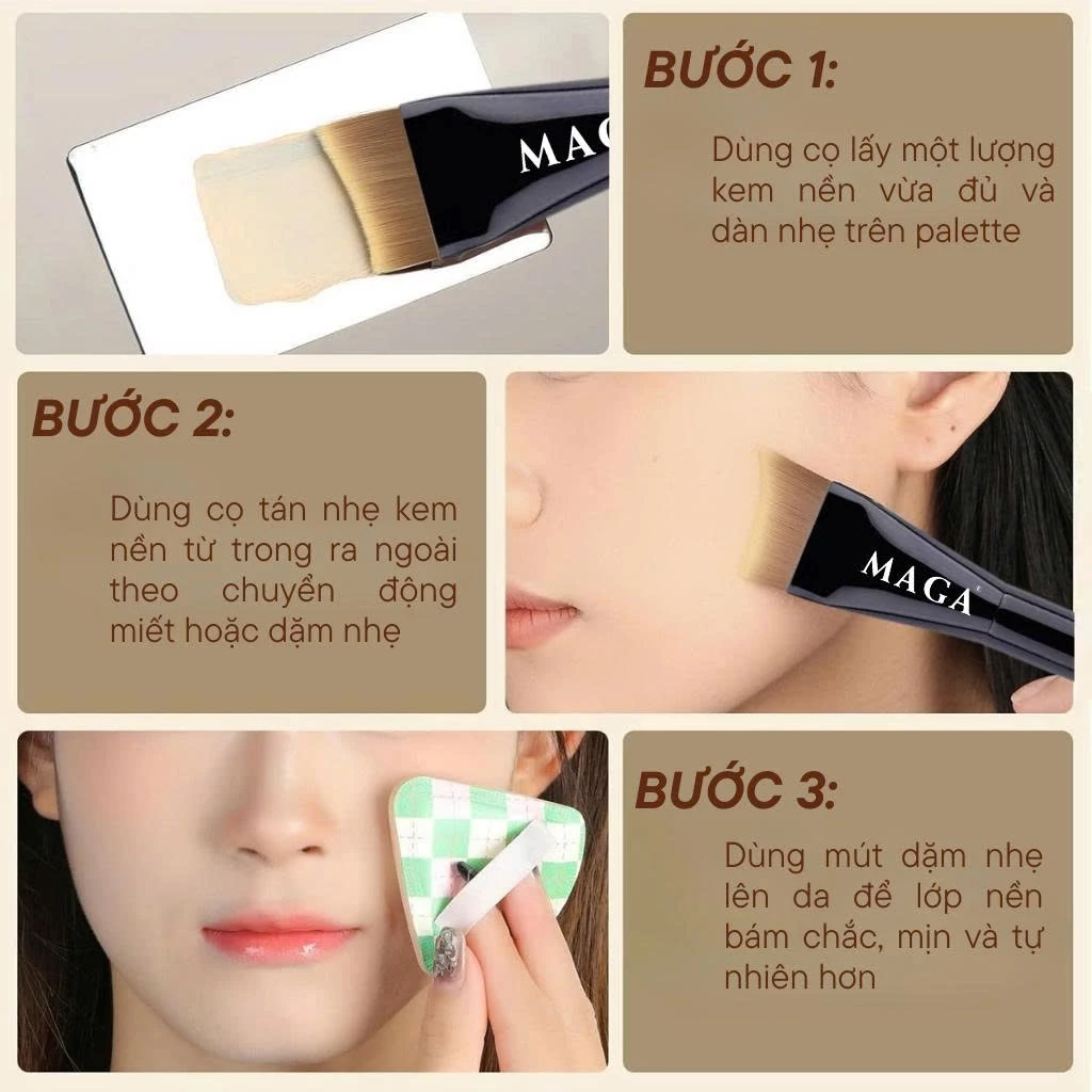 Cọ Dẹt Dàn Nền Đánh Lót Đánh Kem Nền Dạng Lỏng Siêu Bóng Da Và Mỏng Nhẹ MAGA Foundation Brush MA801