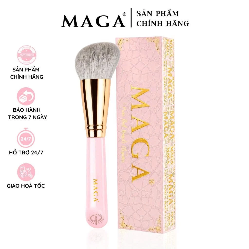 Cọ trang điểm tán phấn má hoặc tạo khối MAGA Angled Contour MAGA102 màu hồng chất cọ mềm mịn không đau rát khi dùng