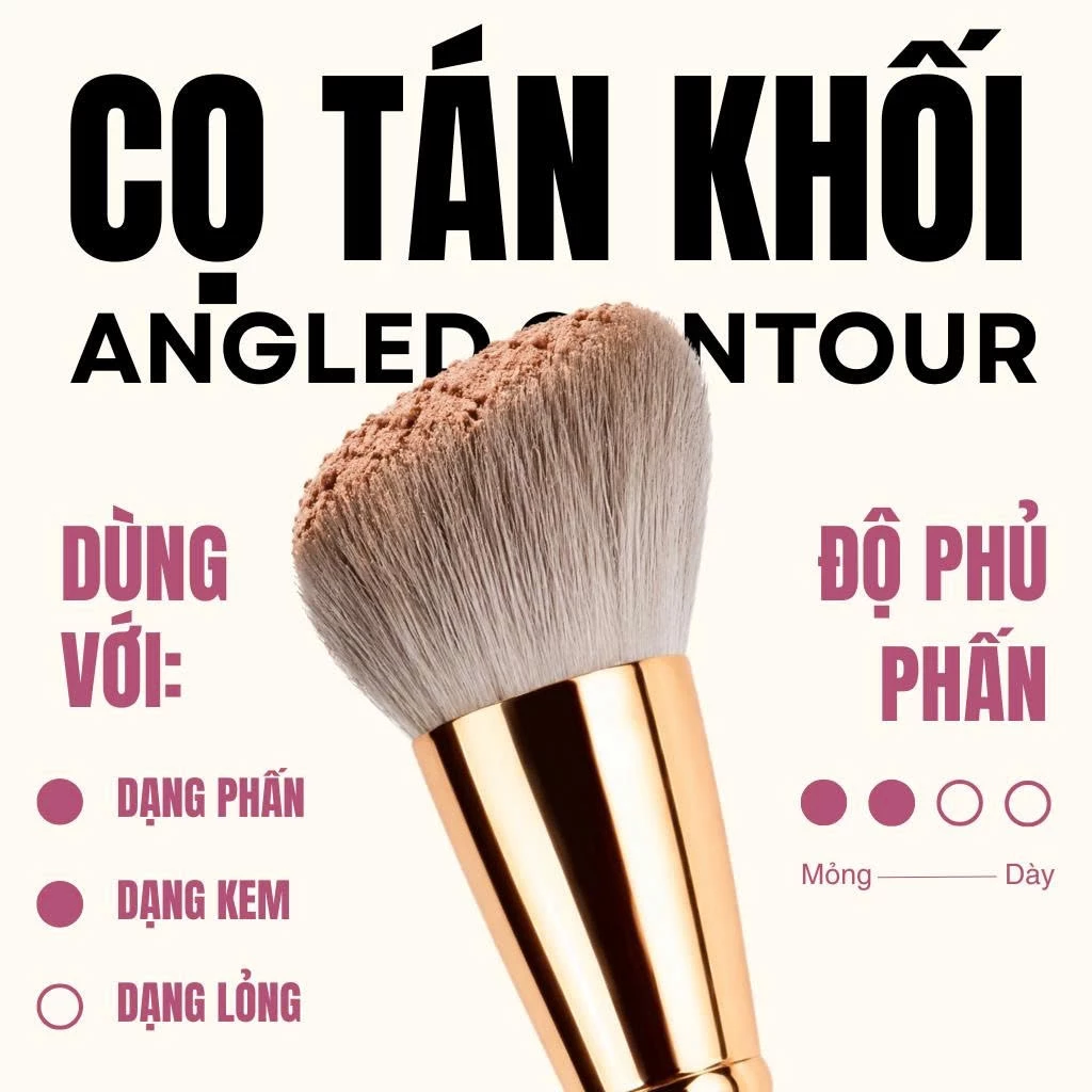 Cọ trang điểm tán phấn má hoặc tạo khối MAGA Angled Contour MAGA102 màu hồng chất cọ mềm mịn không đau rát khi dùng