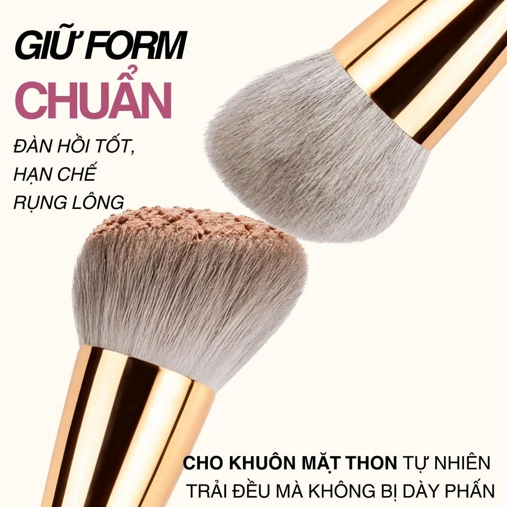 Cọ trang điểm tán phấn má hoặc tạo khối MAGA Angled Contour MAGA102 màu hồng chất cọ mềm mịn không đau rát khi dùng
