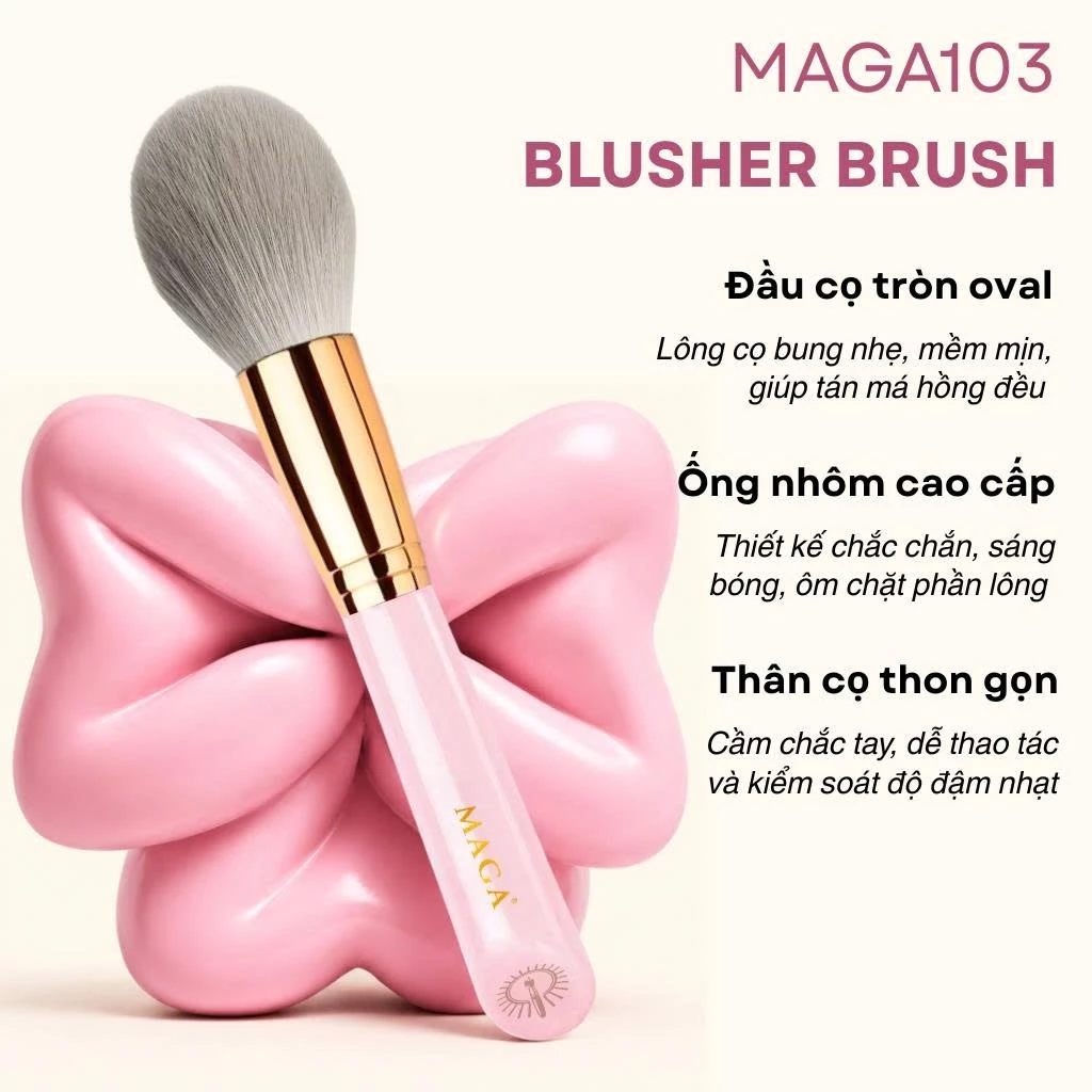 Cọ Má Hồng Màu Hồng Dễ Thương Cao Cấp MAGA Blusher MAGA103 Phiên Bản Mới
