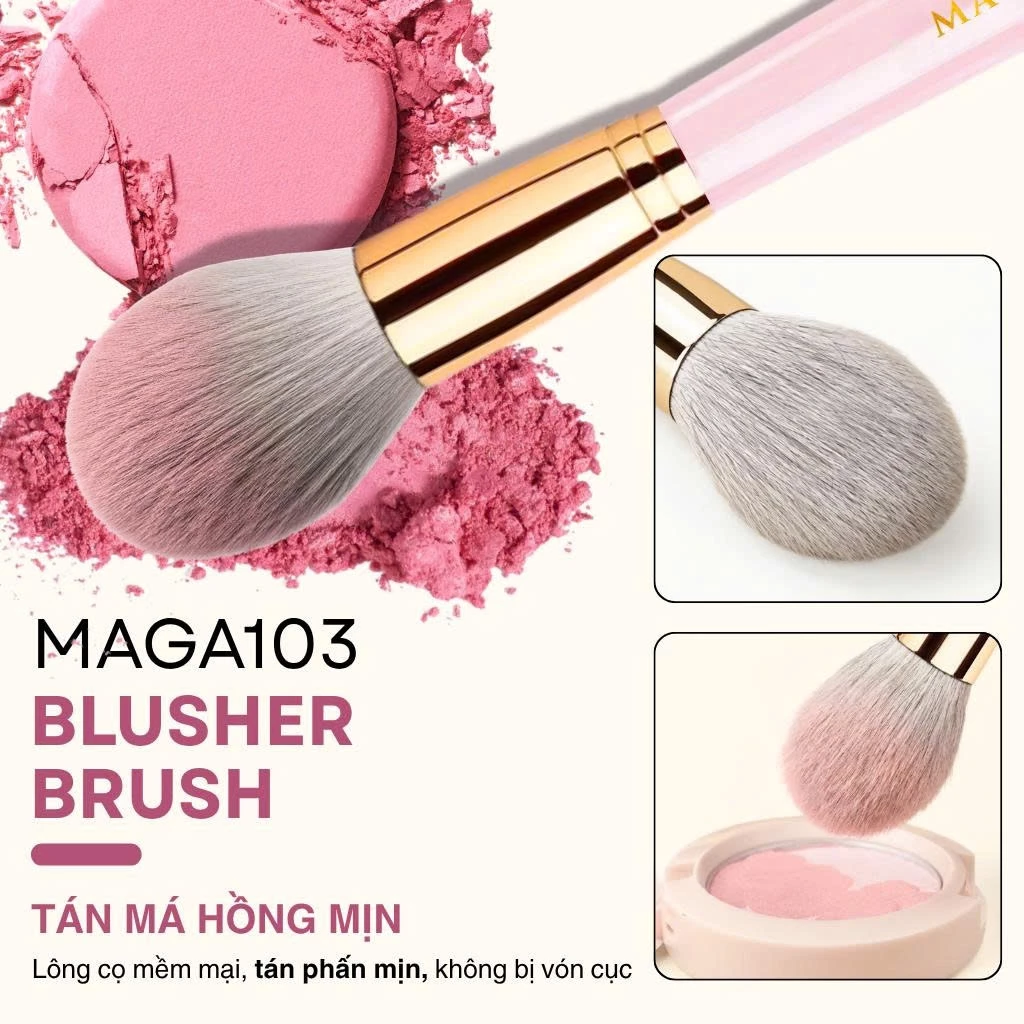 Cọ Má Hồng Màu Hồng Dễ Thương Cao Cấp MAGA Blusher MAGA103 Phiên Bản Mới