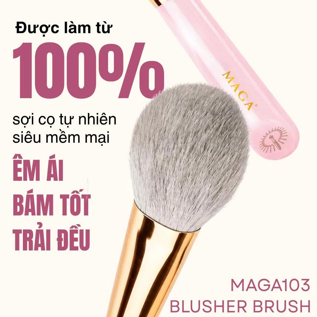 Cọ Má Hồng Màu Hồng Dễ Thương Cao Cấp MAGA Blusher MAGA103 Phiên Bản Mới