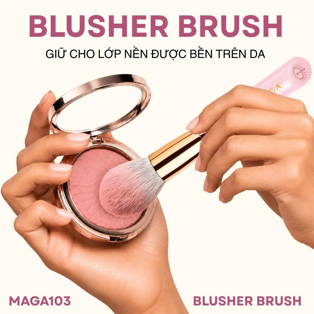 Cọ Má Hồng Màu Hồng Dễ Thương Cao Cấp MAGA Blusher MAGA103 Phiên Bản Mới