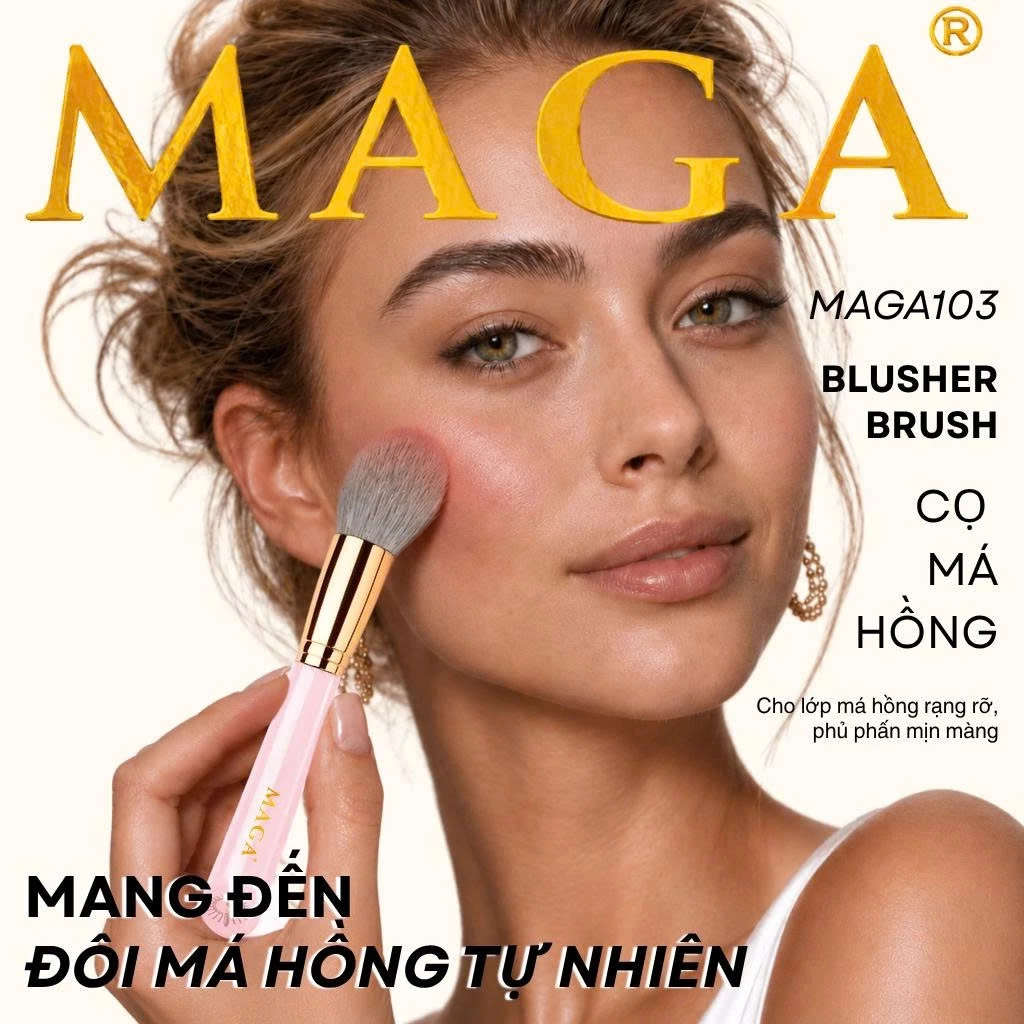 Cọ Má Hồng Màu Hồng Dễ Thương Cao Cấp MAGA Blusher MAGA103 Phiên Bản Mới