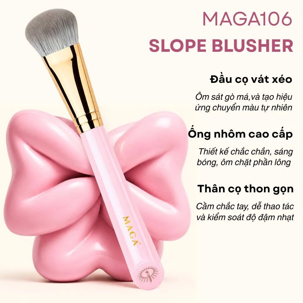 Cọ Trang Điểm Má Hồng Kem - Tán Nền - Tạo Khối MAGA Slope Blusher MAGA106