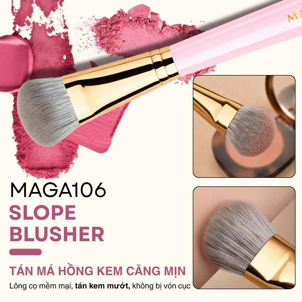 Cọ Trang Điểm Má Hồng Kem - Tán Nền - Tạo Khối MAGA Slope Blusher MAGA106