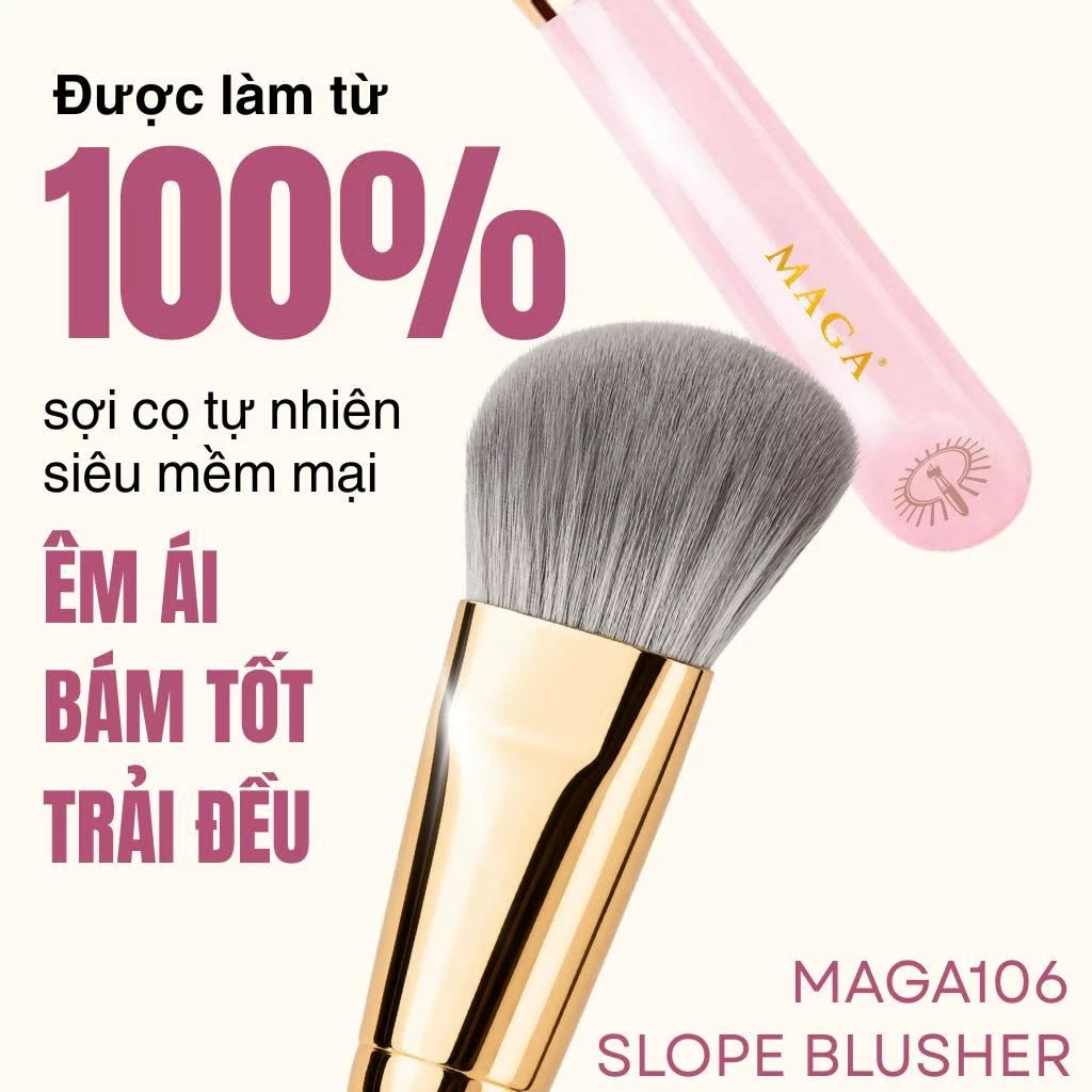 Cọ Trang Điểm Má Hồng Kem - Tán Nền - Tạo Khối MAGA Slope Blusher MAGA106