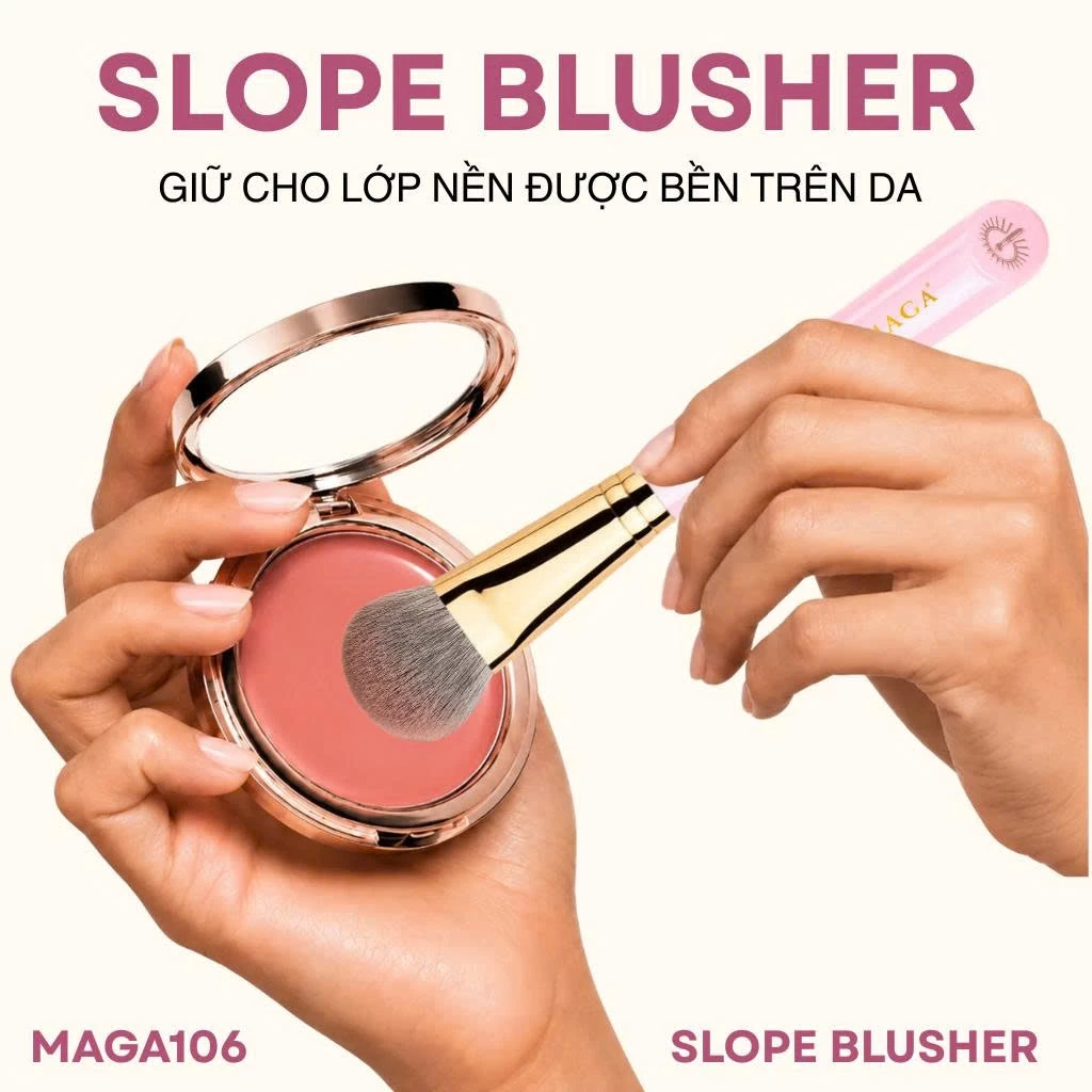 Cọ Trang Điểm Má Hồng Kem - Tán Nền - Tạo Khối MAGA Slope Blusher MAGA106