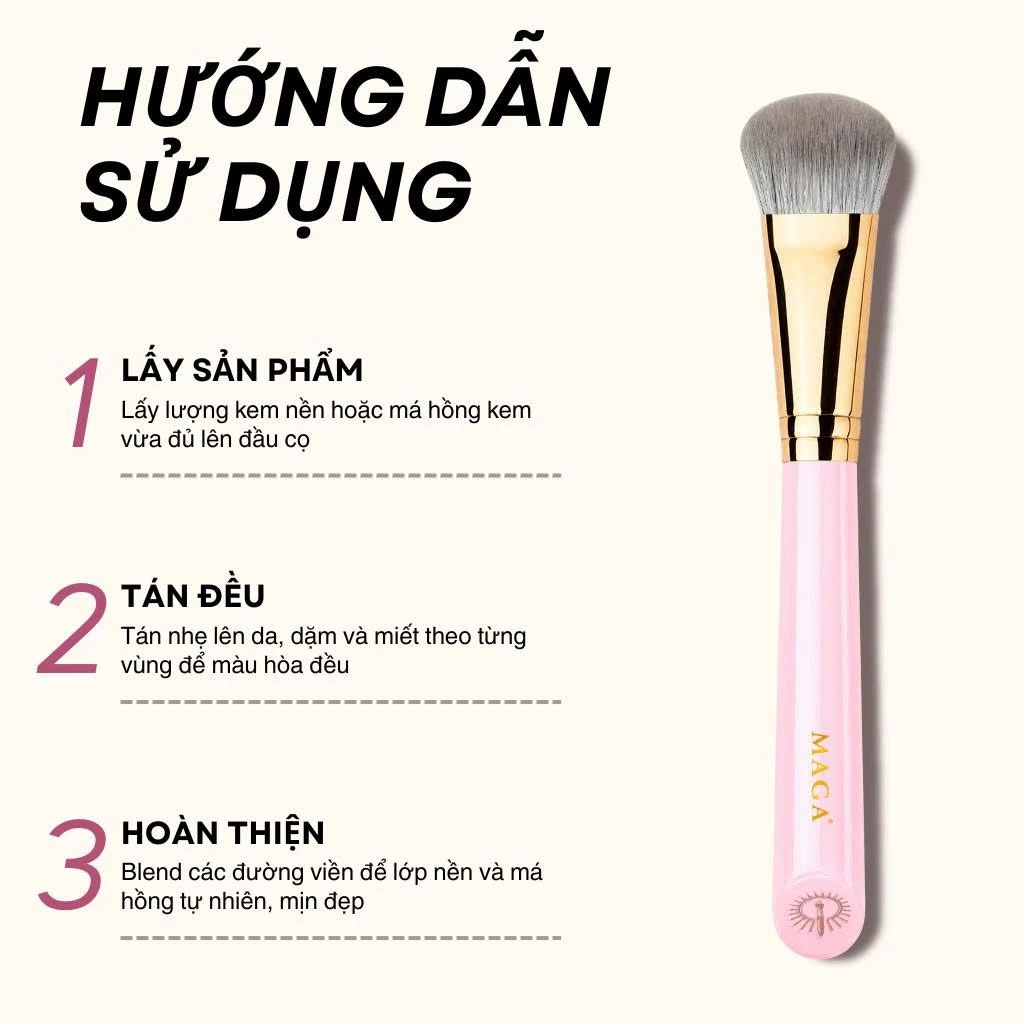 Cọ Trang Điểm Má Hồng Kem - Tán Nền - Tạo Khối MAGA Slope Blusher MAGA106