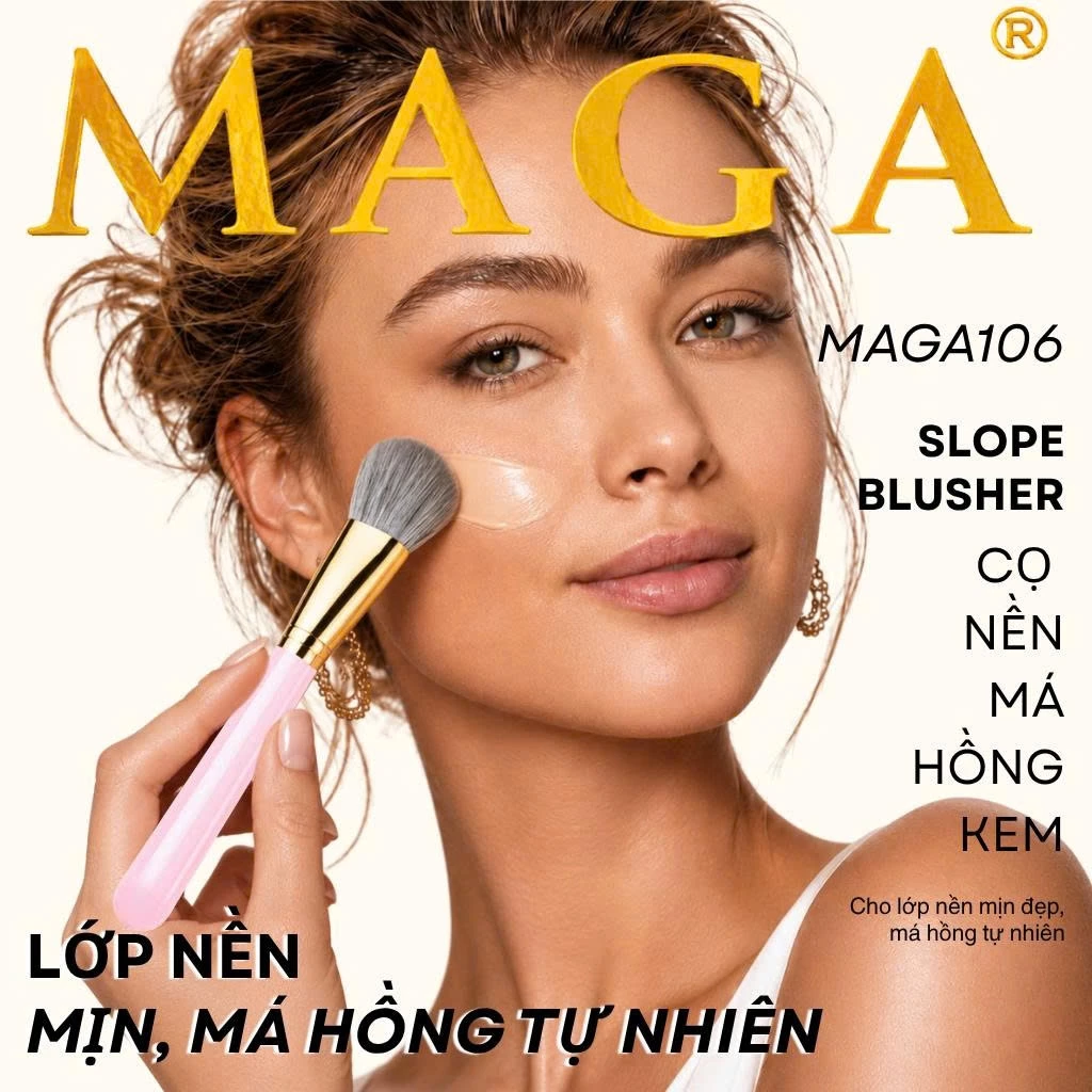 Cọ Trang Điểm Má Hồng Kem - Tán Nền - Tạo Khối MAGA Slope Blusher MAGA106