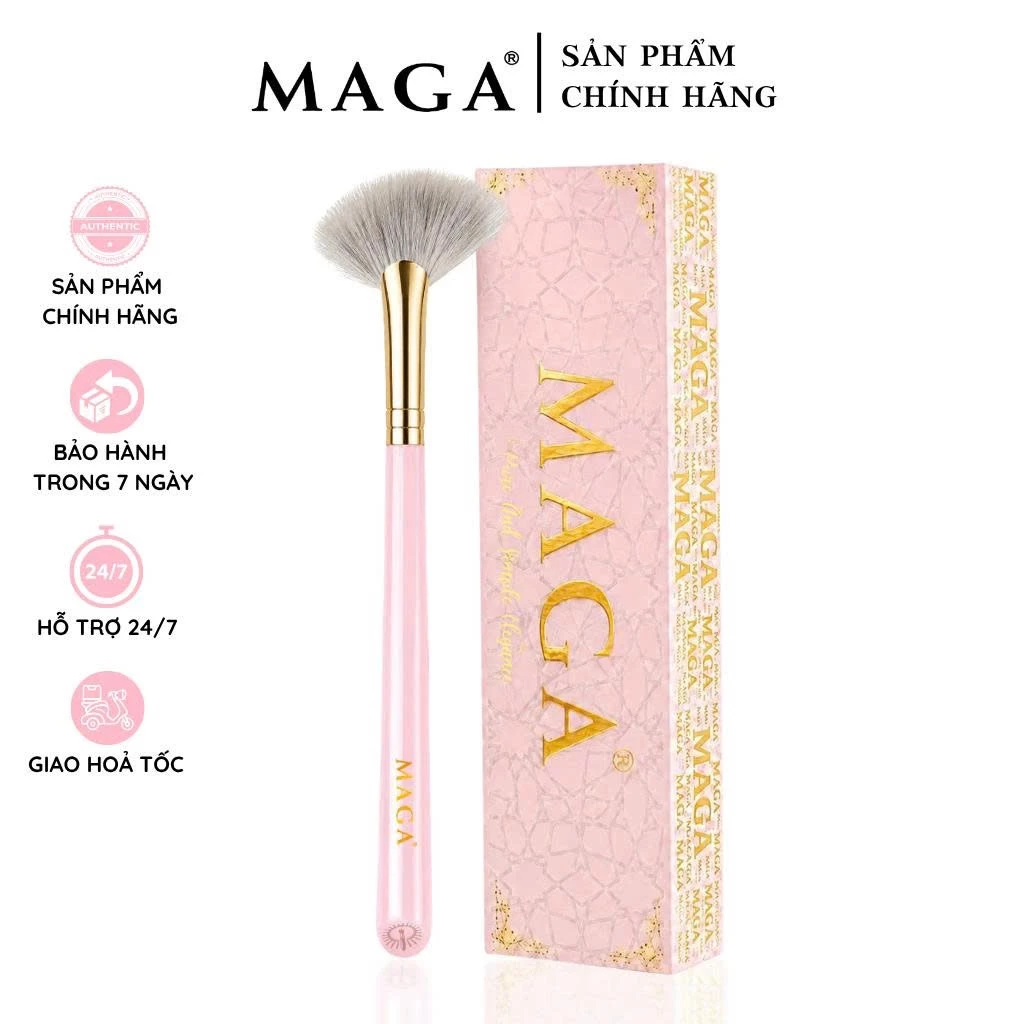 MAGA Cọ highlight hình quạt chuyên nghiệp màu hồng Small Angled Fan MAGA110