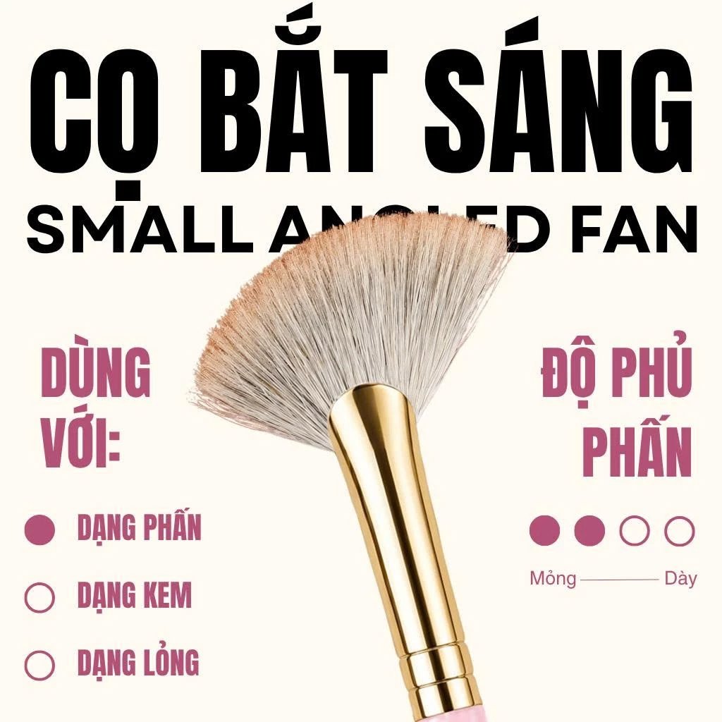 MAGA Cọ highlight hình quạt chuyên nghiệp màu hồng Small Angled Fan MAGA110
