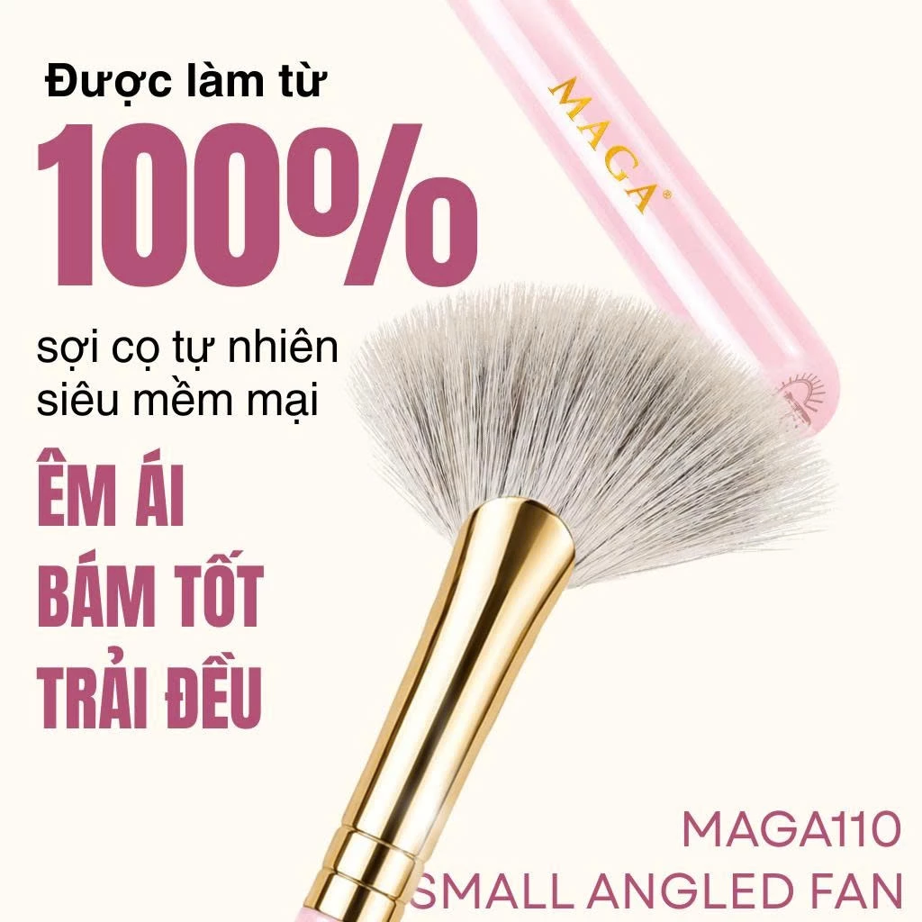 MAGA Cọ highlight hình quạt chuyên nghiệp màu hồng Small Angled Fan MAGA110