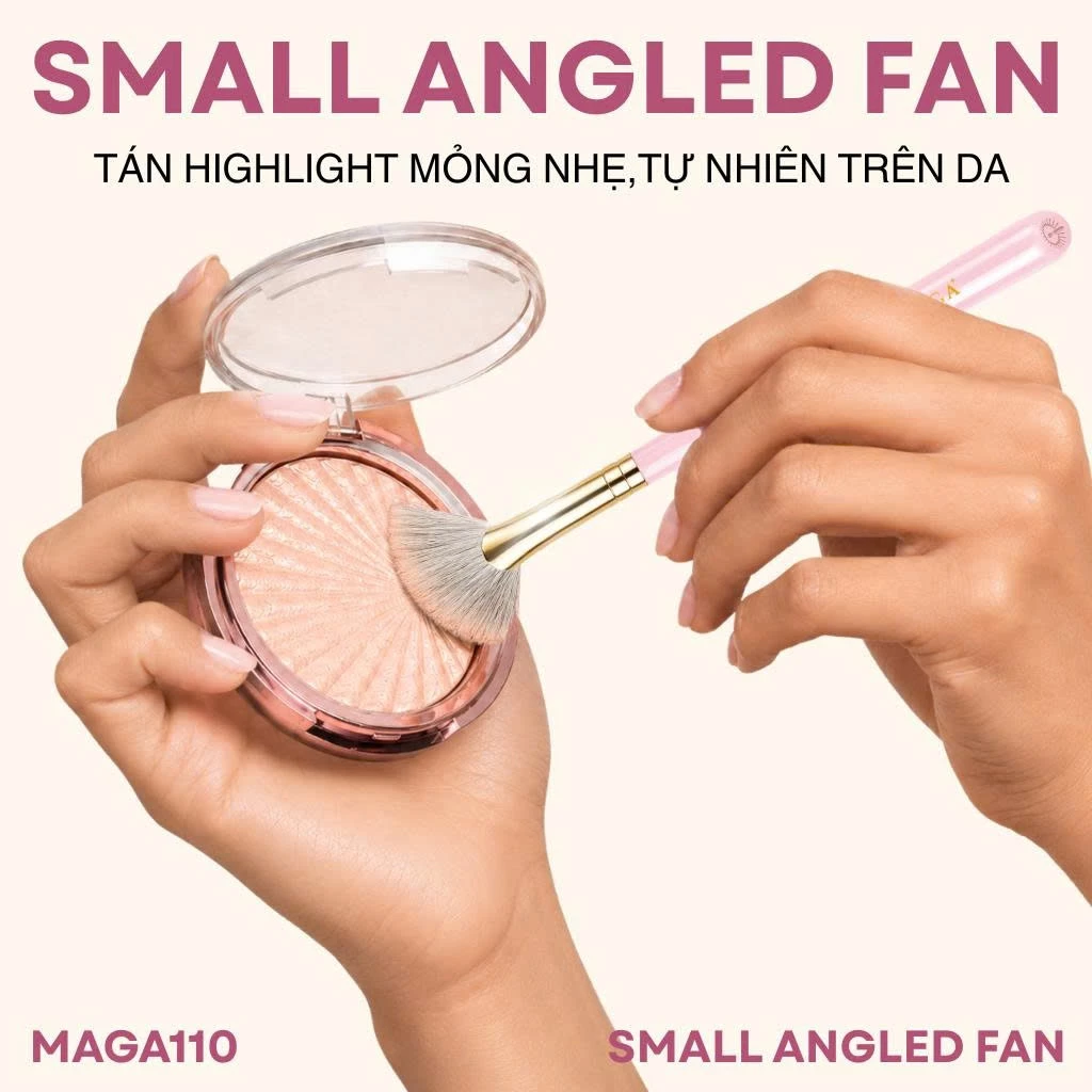 MAGA Cọ highlight hình quạt chuyên nghiệp màu hồng Small Angled Fan MAGA110