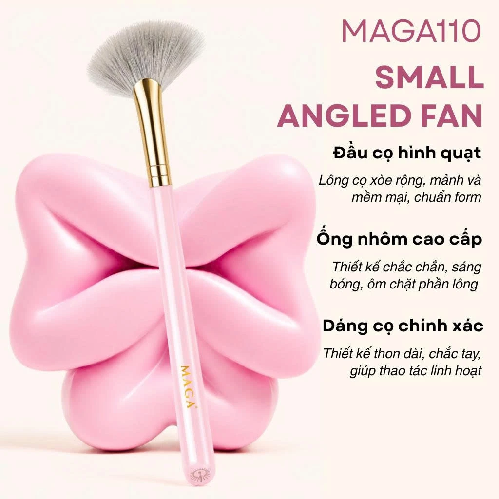 MAGA Cọ highlight hình quạt chuyên nghiệp màu hồng Small Angled Fan MAGA110