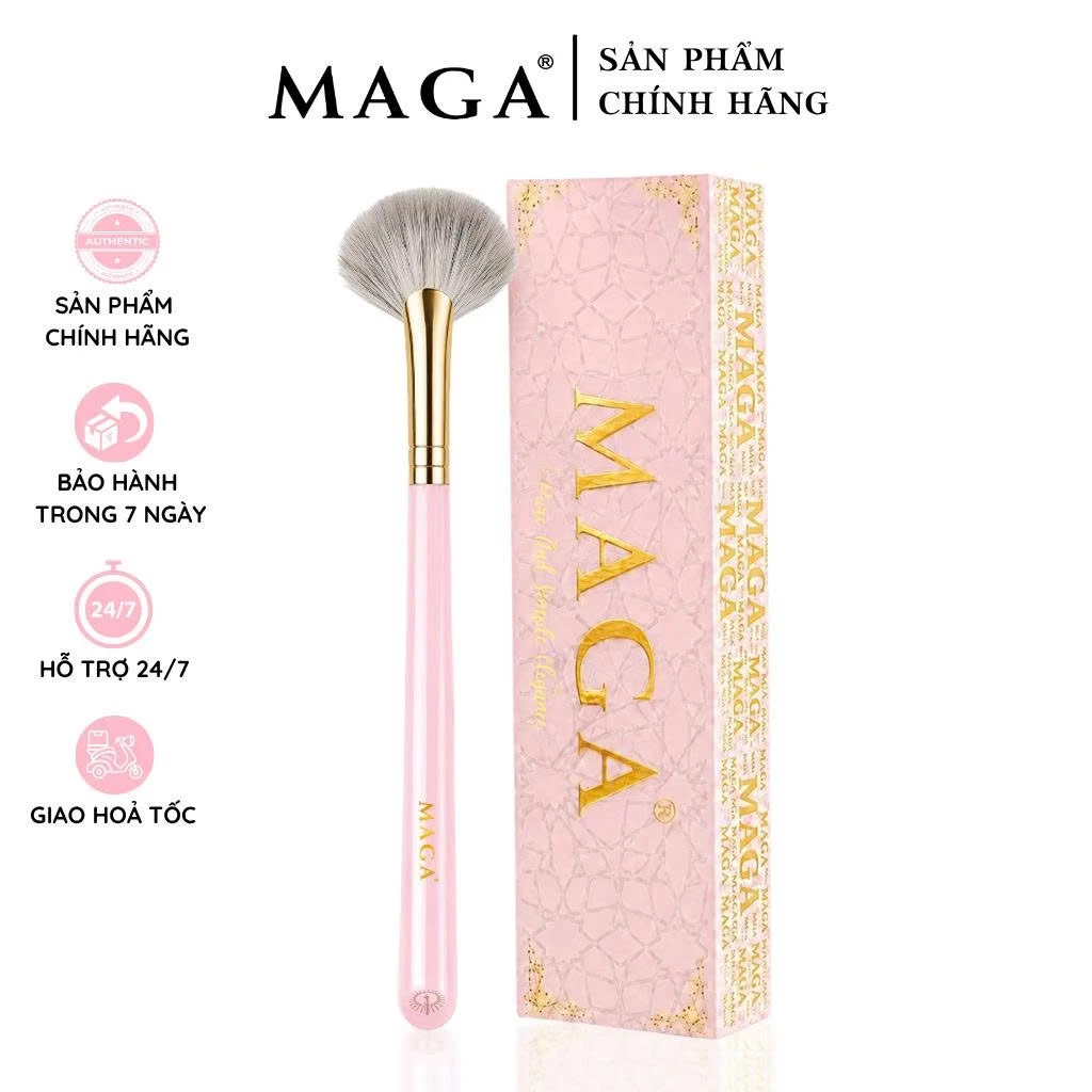 Cọ highlight bắt sáng hình quạt chuyên nghiệp MAGA Small Fan MAGA111 cọ má hồng đa năng, cọ trang điểm cấp