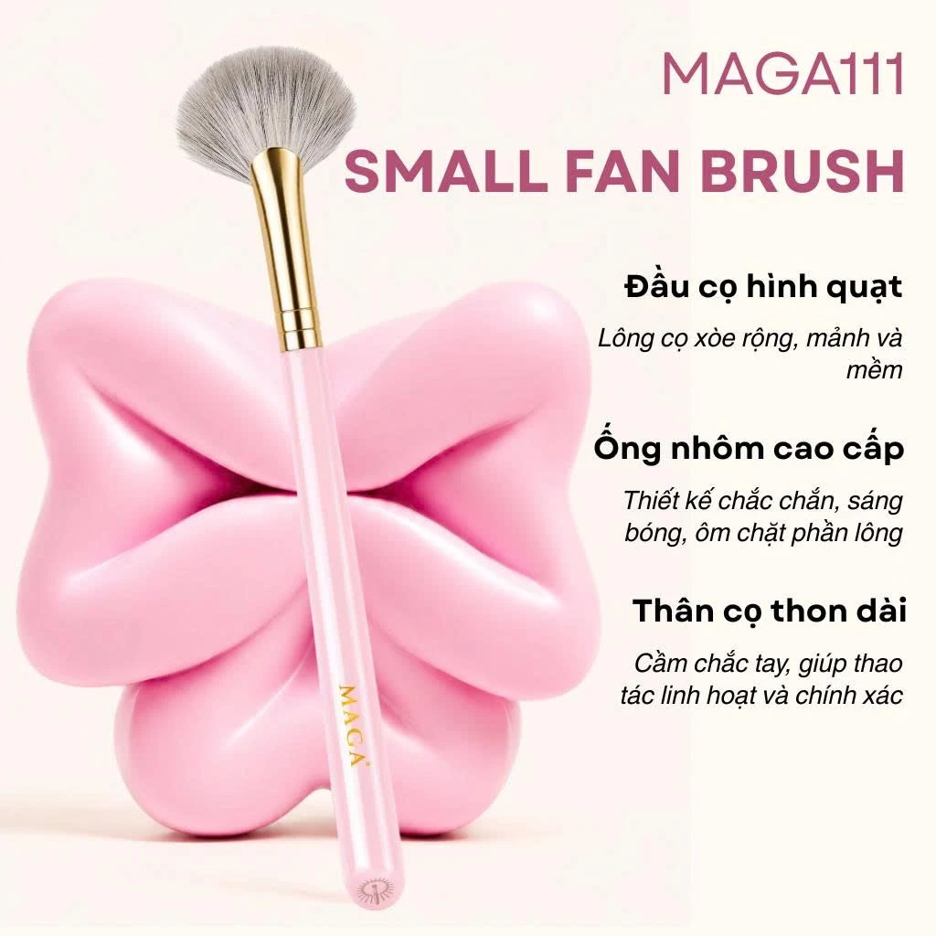 Cọ highlight bắt sáng hình quạt chuyên nghiệp MAGA Small Fan MAGA111 cọ má hồng đa năng, cọ trang điểm cấp