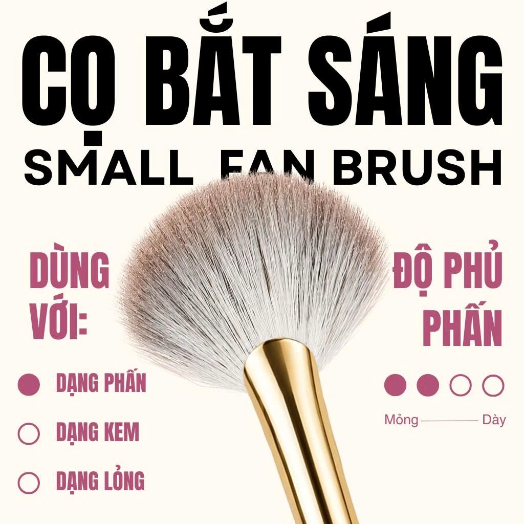 Cọ highlight bắt sáng hình quạt chuyên nghiệp MAGA Small Fan MAGA111 cọ má hồng đa năng, cọ trang điểm cấp