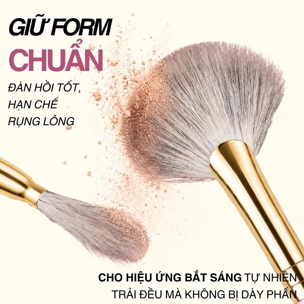 Cọ highlight bắt sáng hình quạt chuyên nghiệp MAGA Small Fan MAGA111 cọ má hồng đa năng, cọ trang điểm cấp