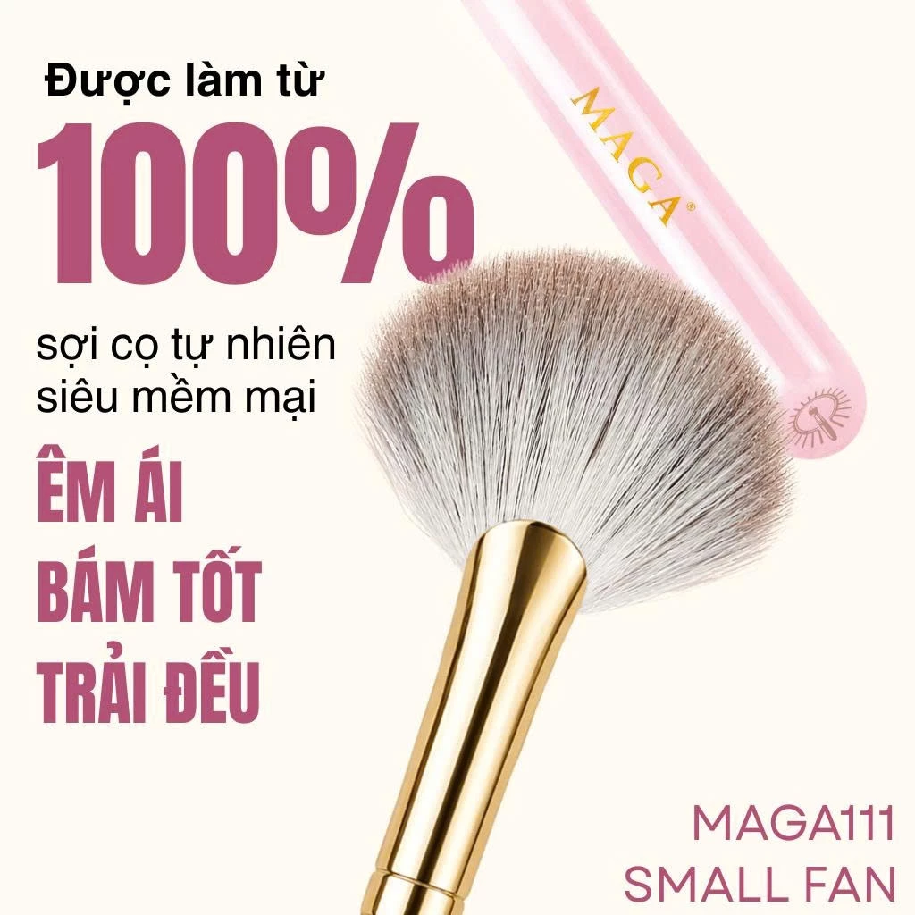 Cọ highlight bắt sáng hình quạt chuyên nghiệp MAGA Small Fan MAGA111 cọ má hồng đa năng, cọ trang điểm cấp