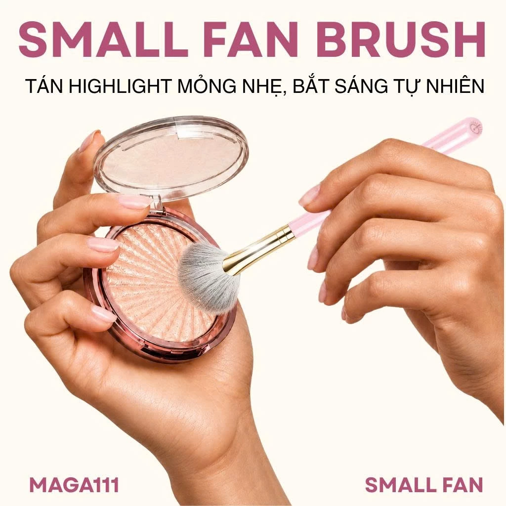 Cọ highlight bắt sáng hình quạt chuyên nghiệp MAGA Small Fan MAGA111 cọ má hồng đa năng, cọ trang điểm cấp