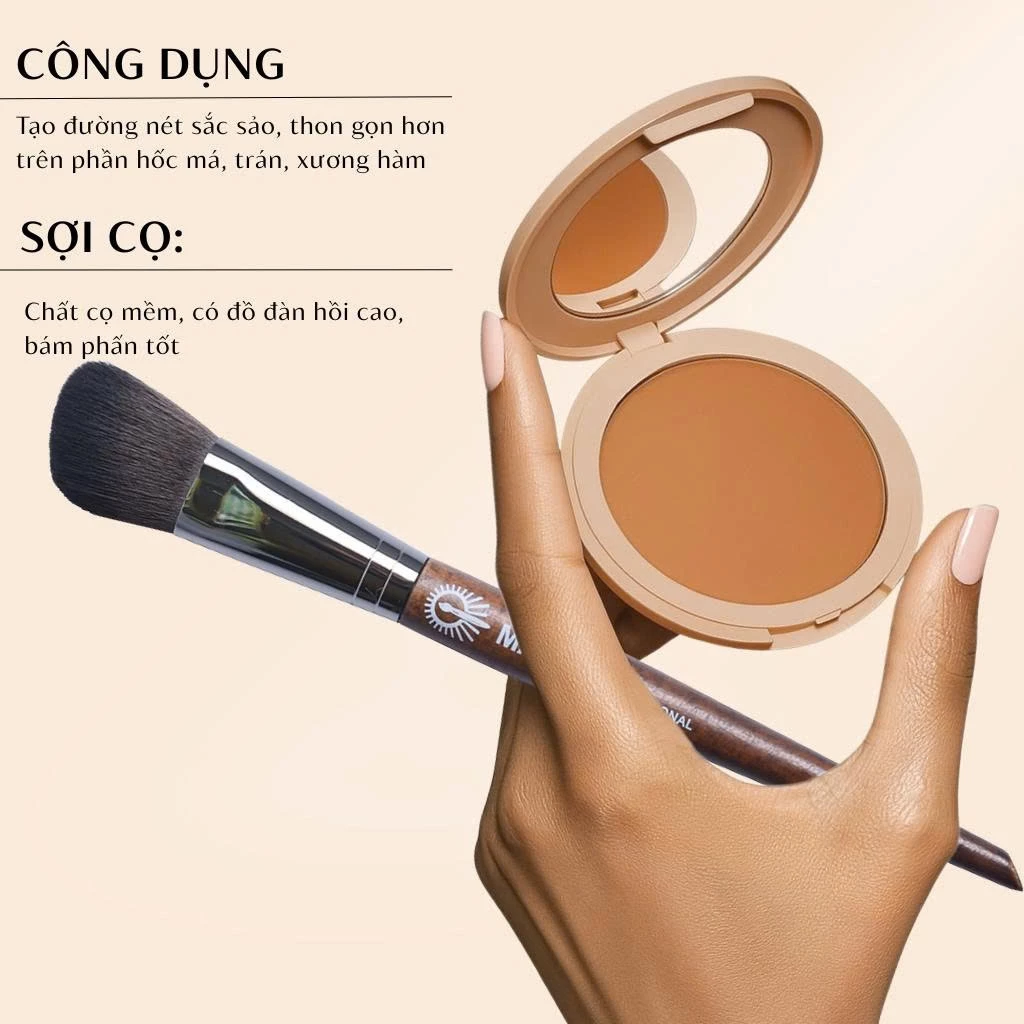 Cọ trang điểm tạo khối tán má hồng kem cao cấp MAGA Angled Contour MAK06
